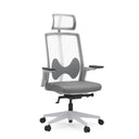 Siège de bureau de qualité professionnelle ARCEO W gris avec dossier en maille, appui-tête et accoudoirs de hjh OFFICE