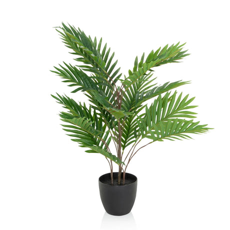 Plante artificielle ARECA avec des feuilles de palmier vertes dans un pot noir de hjh OFFICE