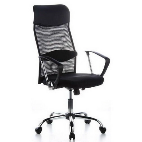 Siège de direction pour bureau à domicile ARIA HIGH noir avec dossier en maille et accoudoirs de hjh OFFICE