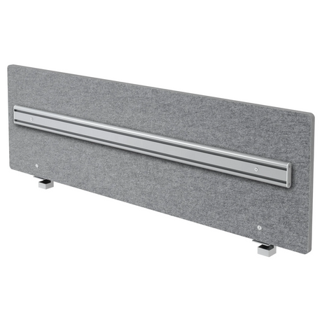 Paroi acoustique gris chiné ARO avec un rail d'organisation argenté de hjh OFFICE PRO