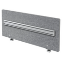 Paroi acoustique gris chiné ARO avec rail d'organisation argenté et deux supports de hjh OFFICE PRO