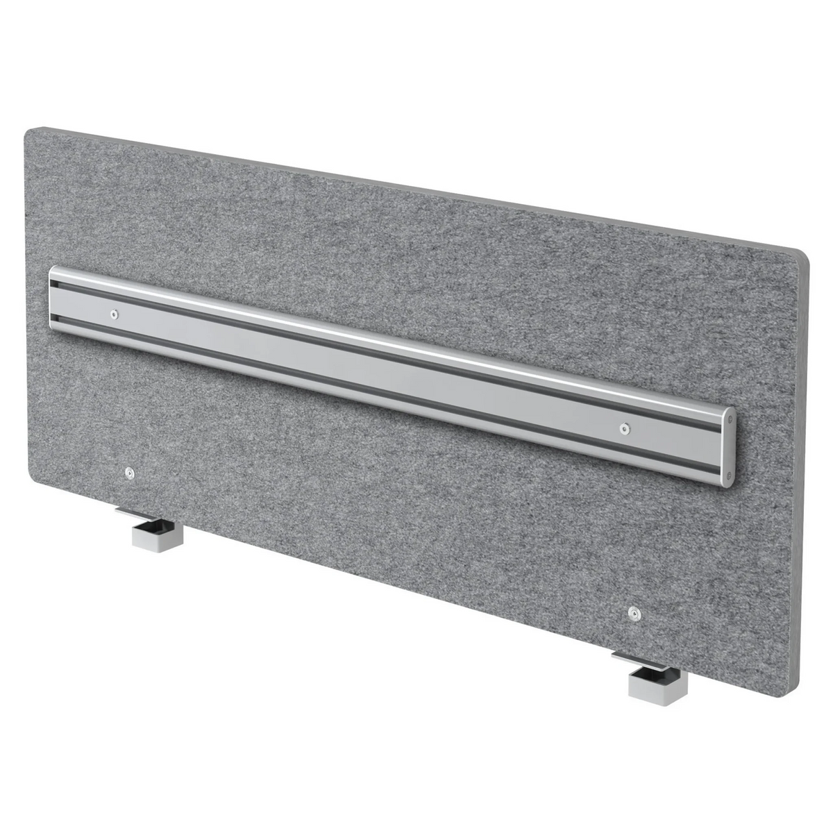 Paroi acoustique gris chiné ARO avec rail d'organisation argenté et deux supports de hjh OFFICE PRO