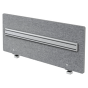 Paroi acoustique gris chiné ARO avec rail d'organisation argenté et deux supports de hjh OFFICE PRO