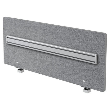 Paroi acoustique gris chiné ARO avec rail d'organisation argenté et deux supports de hjh OFFICE PRO