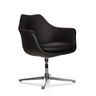 Fauteuil de salon ARTEMIA noir avec revêtement en cuir et piètement métallique en étoile à quatre branches de hjh OFFICE