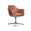 Fauteuil de salon ARTEMIA avec revêtement en cuir marron et piètement métallique à quatre branches de hjh OFFICE