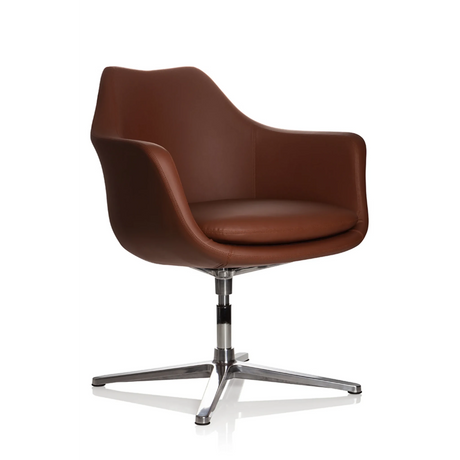 Fauteuil de salon ARTEMIA marron avec pied en étoile en métal brillant de hjh OFFICE