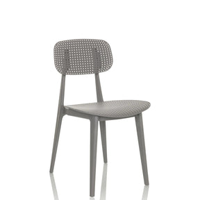 Chaise d'extérieur grise ARTIFO HOL avec dossier et assise perforés de hjh OFFICE