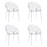 Quatre chaises à quatre pieds Artifo T transparentes avec dossier organiquement ajouré de hjh LIVING