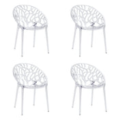 Quatre chaises à quatre pieds Artifo T transparentes avec dossier organiquement ajouré de hjh LIVING