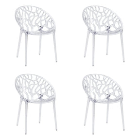 Quatre chaises à quatre pieds Artifo T transparentes avec dossier organiquement ajouré de hjh LIVING
