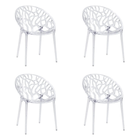 Quatre chaises à quatre pieds Artifo T transparentes avec dossier organiquement ajouré de hjh LIVING