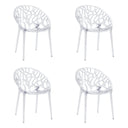 Quatre chaises à quatre pieds Artifo T transparentes avec dossier organiquement ajouré de hjh LIVING