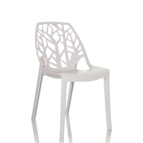 Chaise d'extérieur blanche ARTIFO TRI avec un dossier en maille à structure organique de hjh OFFICE