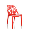 Chaise d'extérieur rouge ARTIFO TRI avec un dossier organiquement perforé de hjh OFFICE