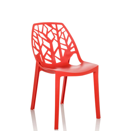 Chaise d'extérieur rouge ARTIFO TRI avec un dossier organiquement perforé de hjh OFFICE