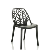 Chaise d'extérieur noire ARTIFO TRI avec un dossier ajouré aspect branches de hjh OFFICE
