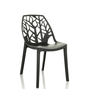Chaise d'extérieur noire ARTIFO TRI avec un dossier ajouré aspect branches de hjh OFFICE