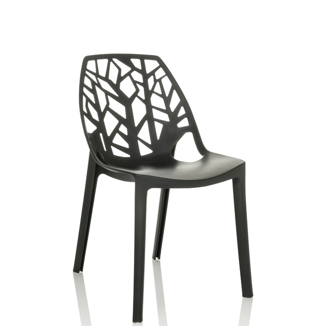 Chaise d'extérieur noire ARTIFO TRI avec un dossier ajouré aspect branches de hjh OFFICE