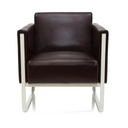 Fauteuil rembourré marron ARUBA avec revêtement en cuir et structure en métal blanc de hjh OFFICE