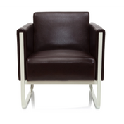 Fauteuil rembourré marron ARUBA avec revêtement en cuir et structure en métal blanc de hjh OFFICE