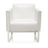 Fauteuil rembourré blanc ARUBA avec structure en métal argenté de hjh OFFICE