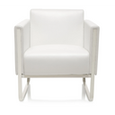 Fauteuil rembourré blanc ARUBA avec structure en métal argenté de hjh OFFICE