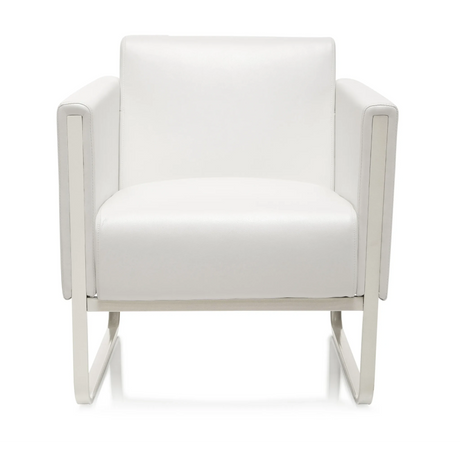 Fauteuil rembourré blanc ARUBA avec structure en métal argenté de hjh OFFICE