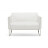 Weißes Loungesofa ARUBA als Zweisitzer mit silberfarbenem Metallgestell von hjh OFFICE