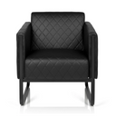 Fauteuil rembourré noir ARUBA BLACK avec surpiqûres en losanges et piètement luge de hjh OFFICE