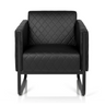 Fauteuil rembourré noir ARUBA BLACK avec surpiqûres en losanges et piètement luge de hjh OFFICE