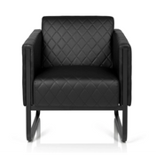 Fauteuil rembourré noir ARUBA BLACK avec surpiqûres en losanges et piètement luge de hjh OFFICE