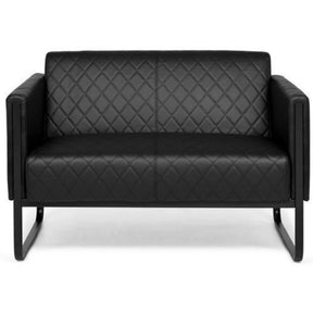 Canapé lounge noir ARUBA BLACK deux places avec surpiqûres en losanges et pieds luge de hjh OFFICE