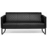 Canapé lounge ARUBA BLACK noir trois places avec surpiqûres en losanges et structure métallique de hjh OFFICE