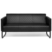 Canapé lounge ARUBA BLACK noir trois places avec surpiqûres en losanges et structure métallique de hjh OFFICE