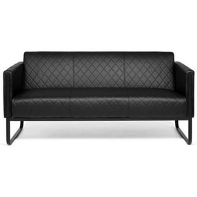 Canapé lounge ARUBA BLACK noir trois places avec surpiqûres en losanges et structure métallique de hjh OFFICE