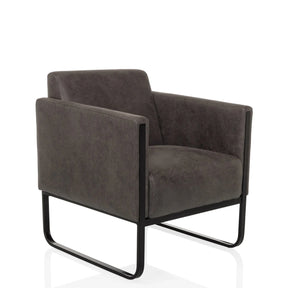 Fauteuil de salon Aruba Retro gris avec housse gris foncé et piètement luge noir de hjh OFFICE