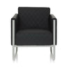 Fauteuil rembourré noir ARUBA STEP avec revêtement matelassé et cadre argenté de hjh OFFICE