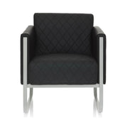 Fauteuil rembourré noir ARUBA STEP avec revêtement matelassé et cadre argenté de hjh OFFICE