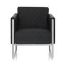 Fauteuil rembourré noir ARUBA STEP avec revêtement matelassé et cadre argenté de hjh OFFICE