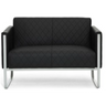 Schwarzes Loungesofa ARUBA STEP als Zwei-Sitzer mit Rautensteppung und silbernem Metallgestell von hjh OFFICE