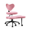 Chaise de bureau Asanasit avec revêtement en bouclé rose, repose-pieds intégré et piètement à roulettes noir de hjh LIVING