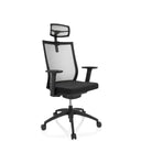 Siège de bureau de qualité professionnelle ASPEN PRO noir avec dossier en maille et appui-tête de hjh OFFICE
