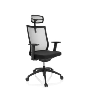 Siège de bureau de qualité professionnelle ASPEN PRO noir avec dossier en maille et appui-tête de hjh OFFICE
