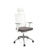 Siège de bureau de qualité professionnelle ASPEN WHITE PRO en gris et blanc avec dossier en maille et appuie-tête de hjh OFFICE