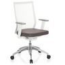 Siège de bureau de qualité professionnelle ASPEN WHITE en gris et blanc avec dossier en maille et piètement brillant de hjh OFFICE
