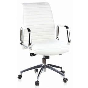 Siège de direction de qualité professionnelle ASPERA 10 en blanc crème avec revêtement capitonné et accoudoirs chromés de hjh OFFICE