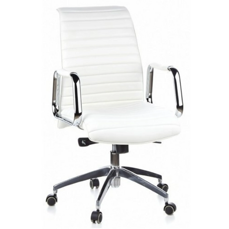 Siège de direction de qualité professionnelle ASPERA 10 en blanc crème avec revêtement capitonné et accoudoirs chromés de hjh OFFICE