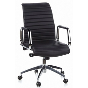 Siège de direction de qualité professionnelle ASPERA 10 noir avec rembourrage côtelé et accoudoirs en chrome brillant de hjh OFFICE