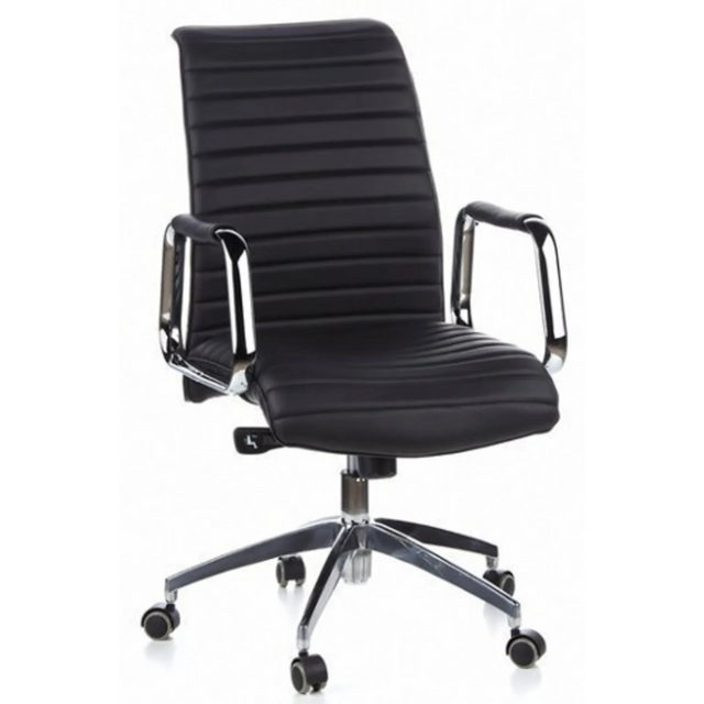 Siège de direction de qualité professionnelle ASPERA 10 noir avec rembourrage côtelé et accoudoirs en chrome brillant de hjh OFFICE